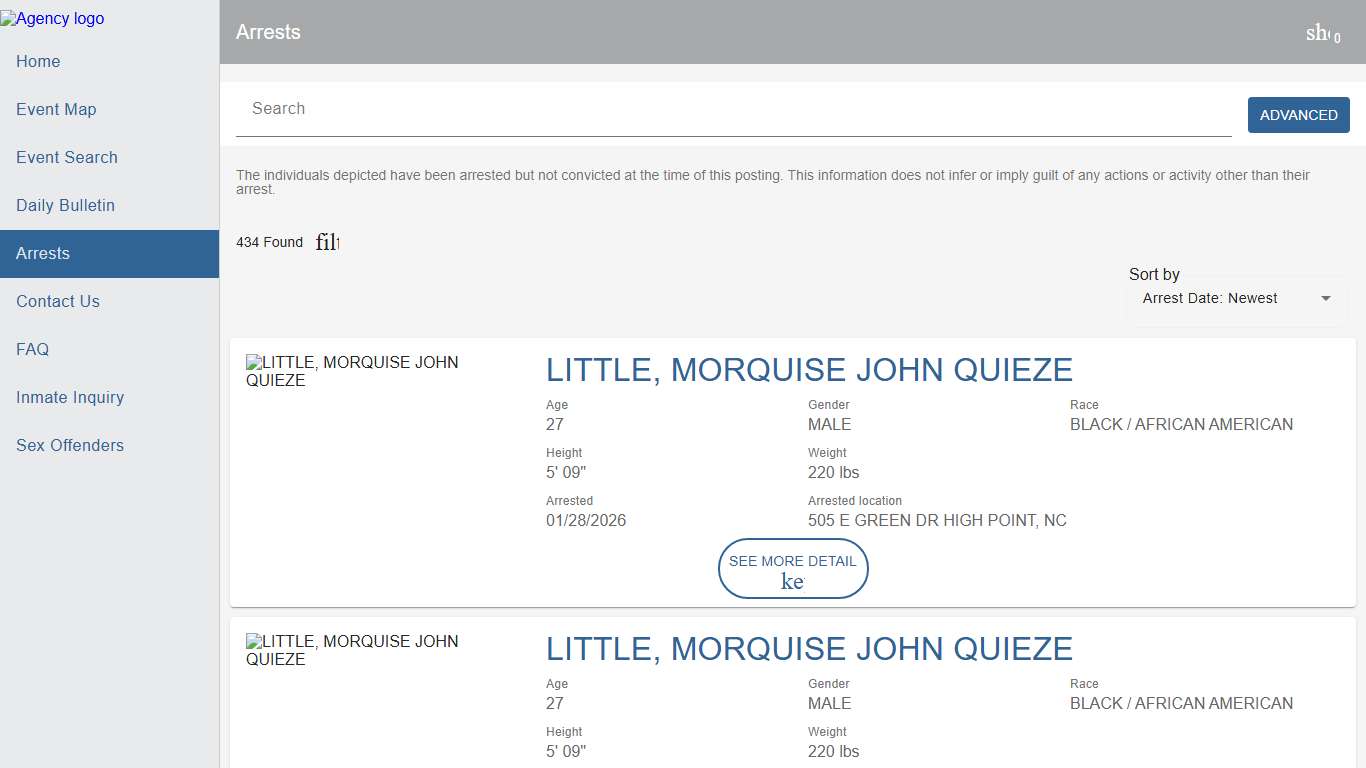 Guilford County SO Police To Citizen Police to Citizen - Recent Arrests catalog